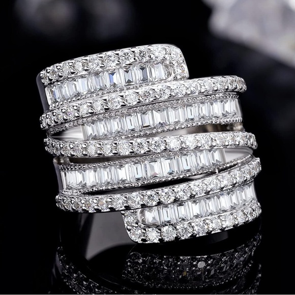 New 6.4 CT Sterling Silver Diamond Ring - Picture 3 of 6